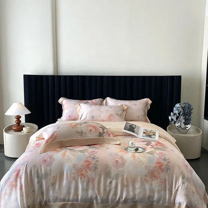 DecorBites™ Eucalyptus Fiber Flowers Print Bedding Set - Soft Silky Cool Feel