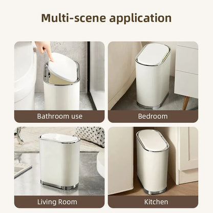 Decorbites™ Leichtluxus-Bad-Mülleimer mit Deckel für Küche, Wohnzimmer - Wasserdichter Schmaler Abfallbehälter