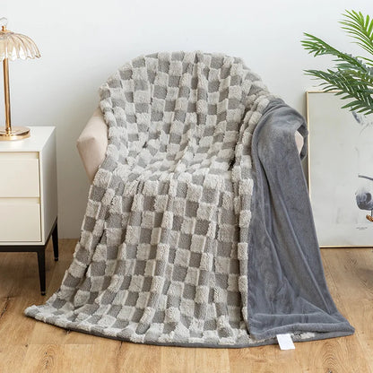 DecorBites™ Geometric Jacquard Flannel Sofa Cover - All Seasons Bed Sheets