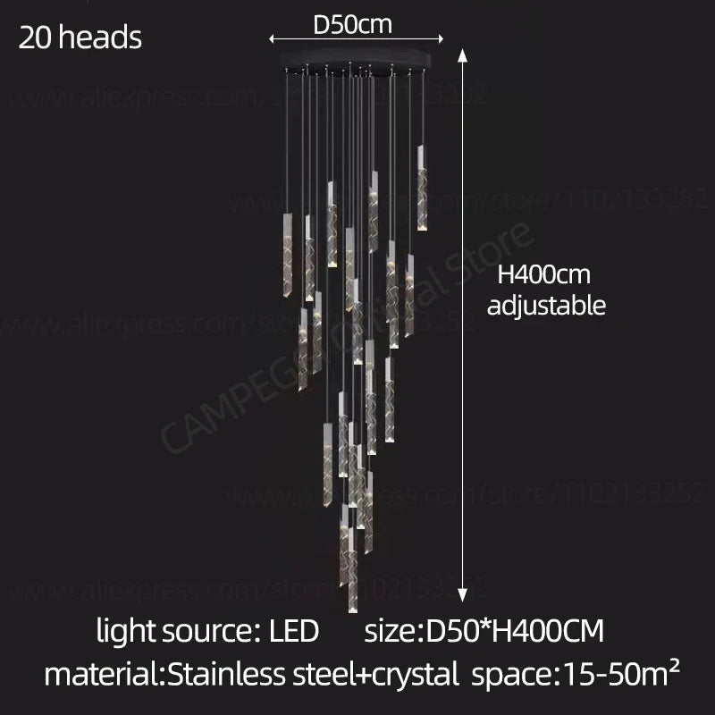 Decorbites™ Kristall-Chrom-LED-Kronleuchter: Elegante Duplex-Treppenbeleuchtung für moderne Innenräume