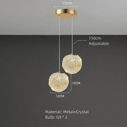 DecorBites™ Gold Metal Crystal Pendant Light for Bedroom Dining Room Aisle Corridor
