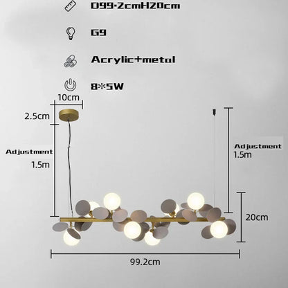 Decorbites™ Goldenes Metall G9 LED Anhänger-Kronleuchter mit Acryl-Blumen-Dekor