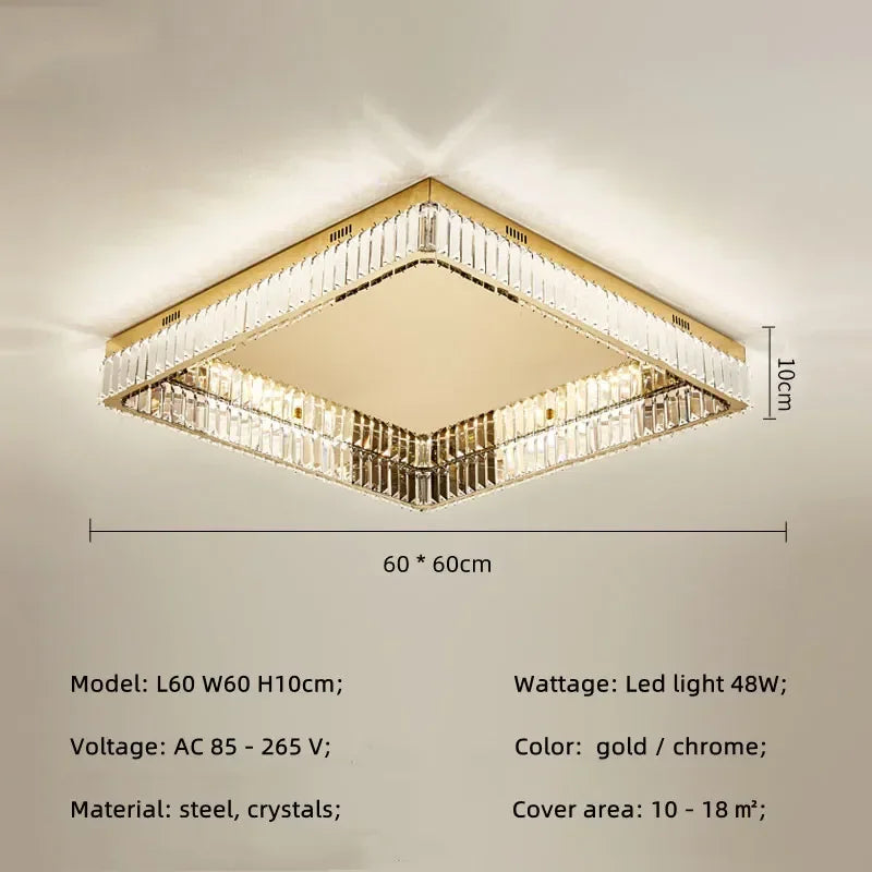 Decorbites™ Kristall-LED dimmbare Deckenleuchten: Moderne quadratische Stahlarmatur für das Wohnzimmer