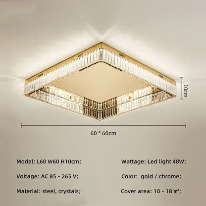 Decorbites™ Kristall-LED dimmbare Deckenleuchten: Moderne quadratische Stahlarmatur für das Wohnzimmer