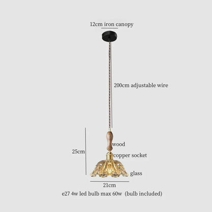 Decorbites™ Kupfer Holz Glas LED Hängeleuchte – Französisches minimalistisches Design für die Einrichtung zu Hause