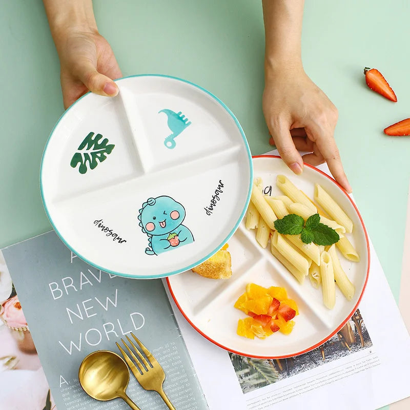 Decorbites™ Kinder-Cartoon-Gitter-Teller – Spaßiger & Funktionaler Trenn-Teller für Frühstück & Snacks