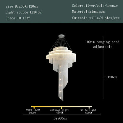 DecorBites™ Gold Tassel LED Chandelier for High Ceilings - Elegant Home Decor Lighting