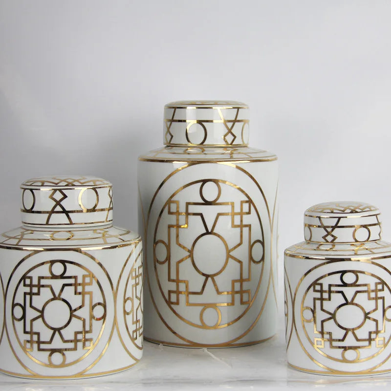 Gold Ceramic Cylinder Vase
