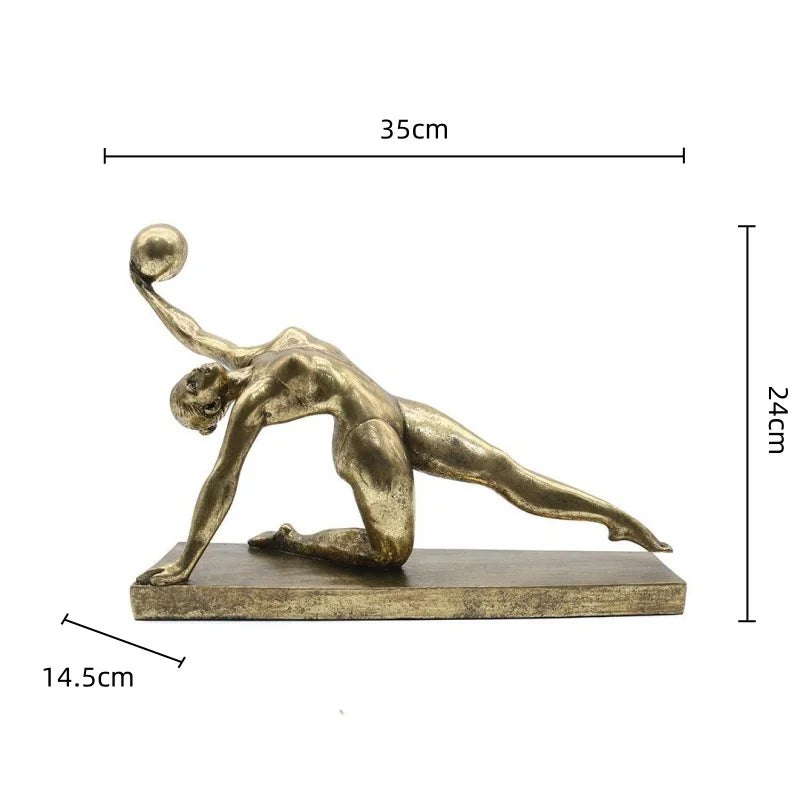 Decorbites™ Goldene Turner-Figur Ball-Dekoration Heimdekoration Harz-Handwerkskunst