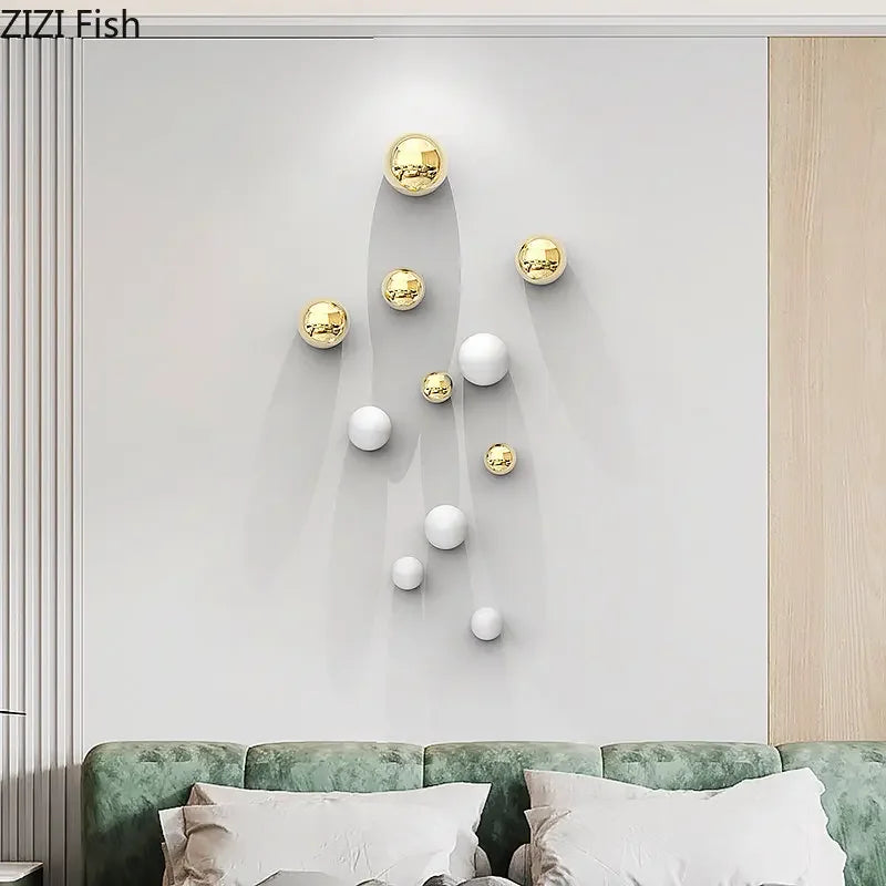 Decorbites™ Goldene Ball-Wanddekoration Ornamente Raumästhetik Wohnraum-Hintergrund-Display