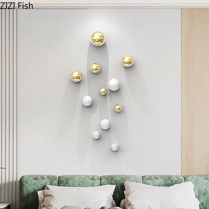 Decorbites™ Goldene Ball-Wanddekoration Ornamente Raumästhetik Wohnraum-Hintergrund-Display