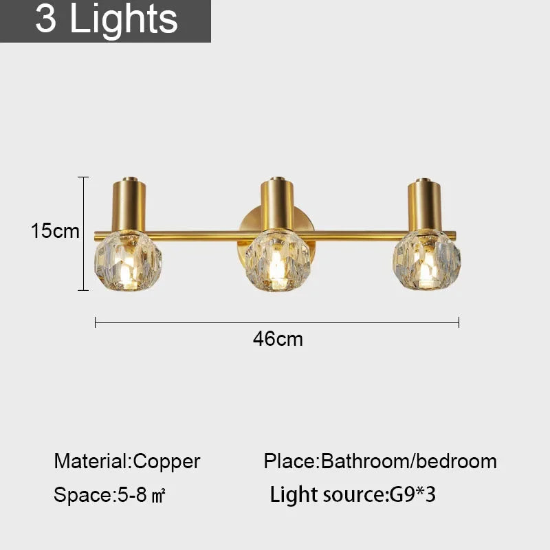DecorBites™ Gold Crystal Wall Lamp Study Bedroom LED Light Fixture Modern Luxe Decoration