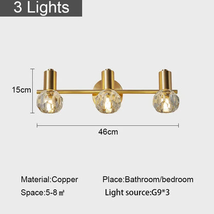 DecorBites™ Gold Crystal Wall Lamp Study Bedroom LED Light Fixture Modern Luxe Decoration