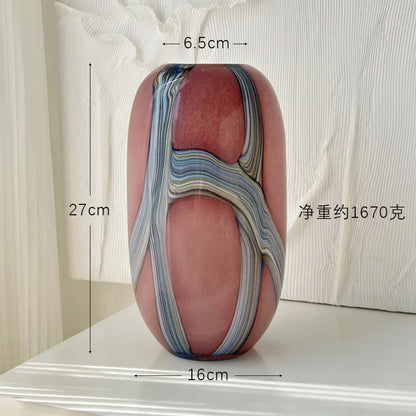 DecorBites™ Irregular Geometric Graffiti Glass Vase for Floral Arrangement and Home Decoration