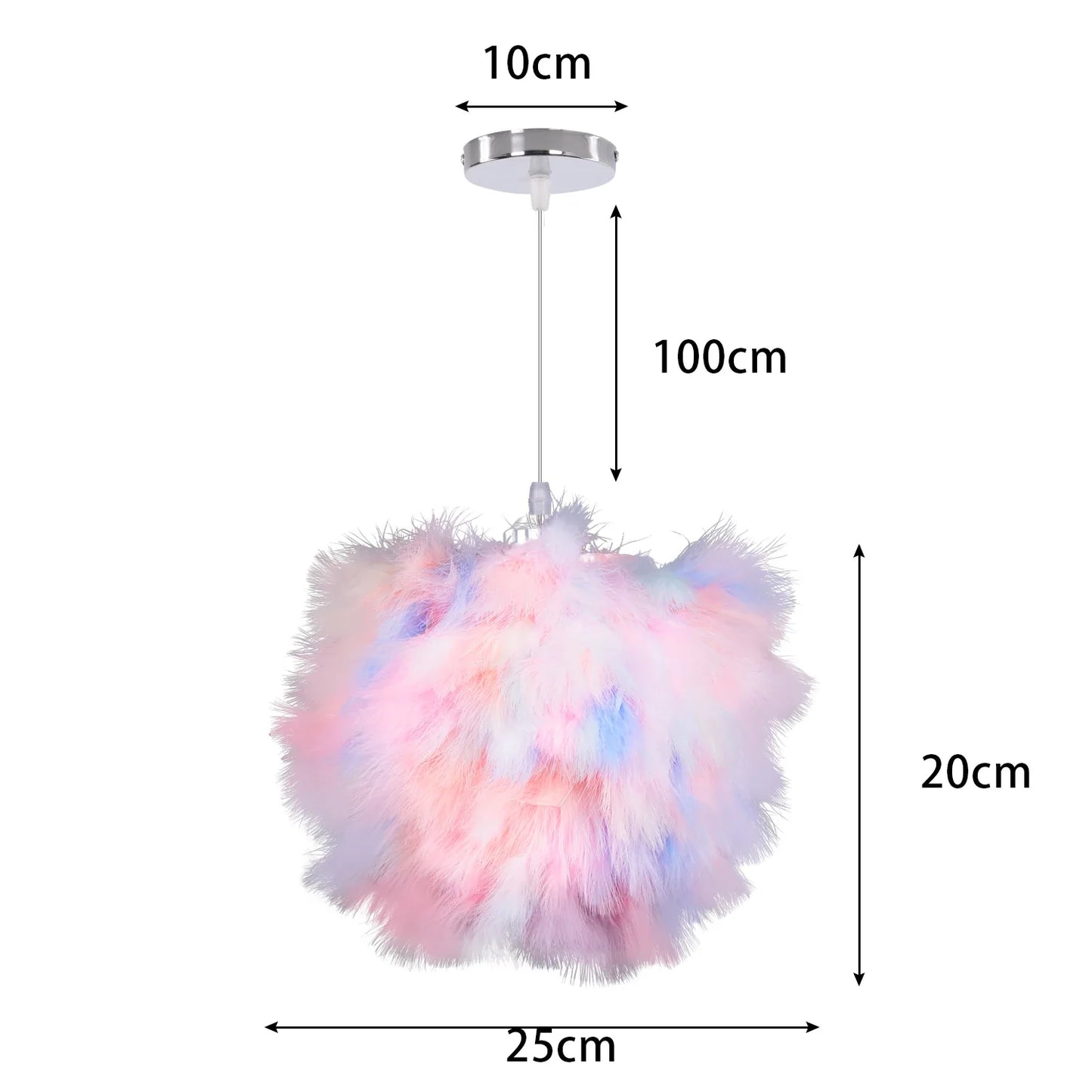 White Feather Pendant Light With Metal Frame