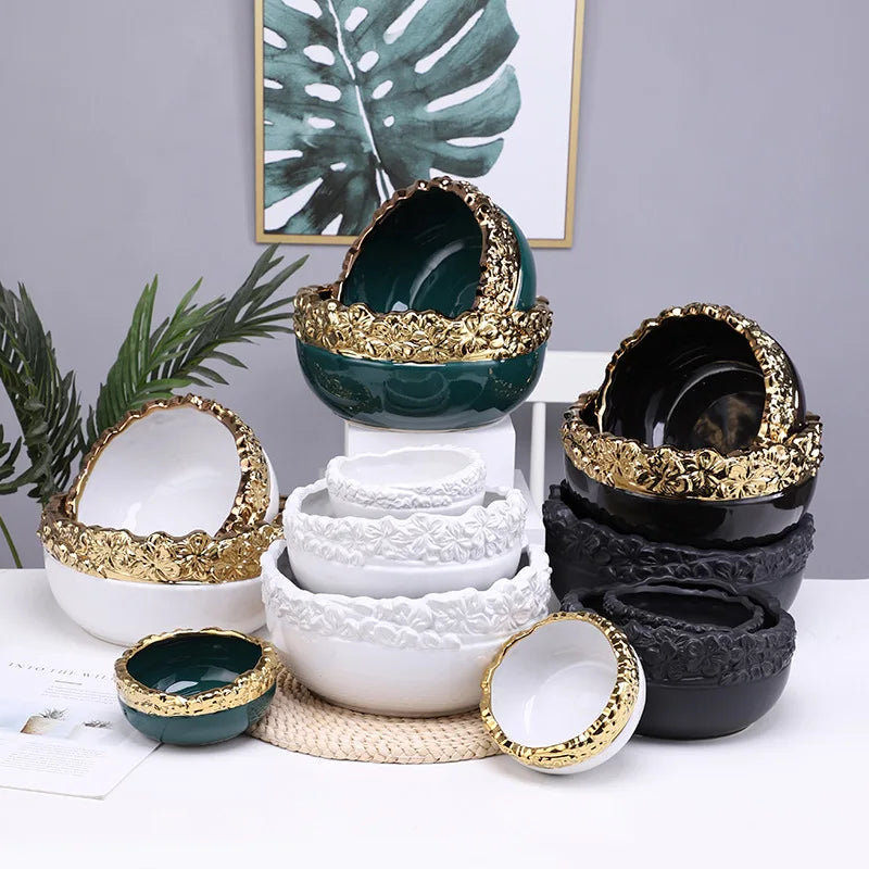 Gold Edge Ceramic Planter