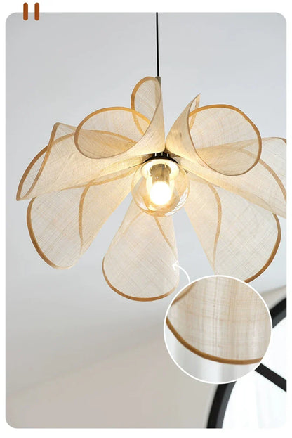 Decorbites™-Creme-Stoff-Blumen-Kronleuchter LED-Esszimmertisch-Hängeleuchte