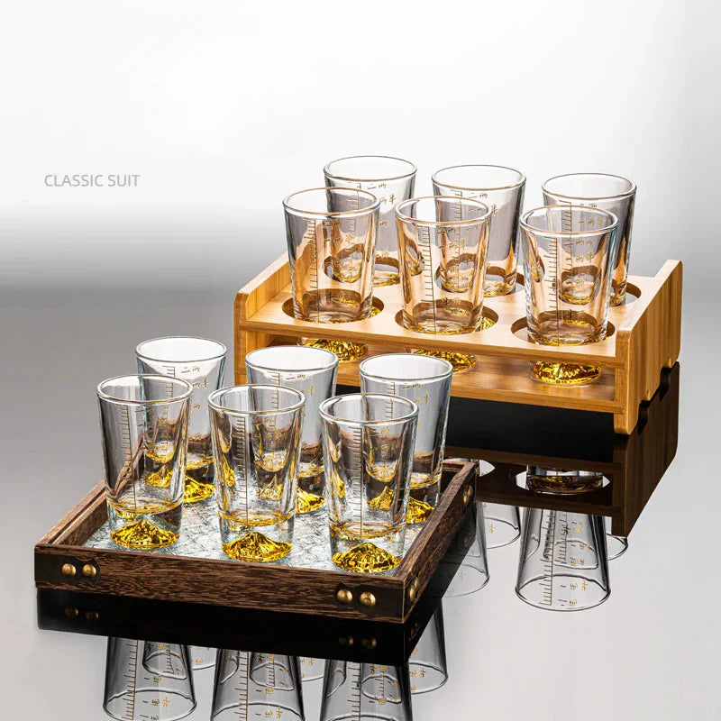 Decorbites™ Klar-Glas-Likör-Tassen-Set 2oz Chinesische Spirituosen-Trinkgläser mit Skalenstrich