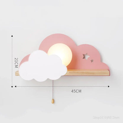 Decorbites™ Wolkenmond-Wandleuchte mit Zugschalter, Cartoon-Stil für moderne Heimdekoration