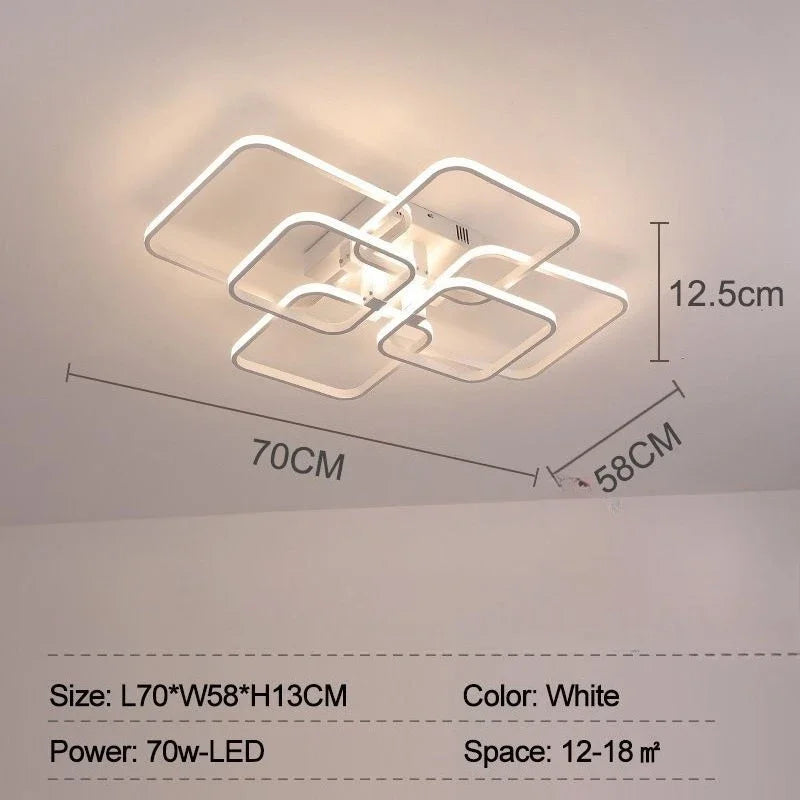 Decorbites™ LED-Deckenleuchte 4 Ringe 78 W quadratisch für Wohnzimmer Schlafzimmer Bar