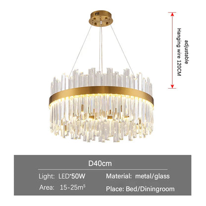 DecorBites™ Gold Crystal Ceiling Chandelier | Luxury Indoor Lighting for Living & Dining Room