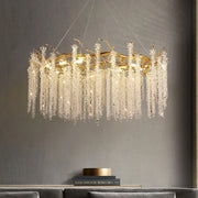 Gold Crystal Branch Chandelier Silver Body D100cm