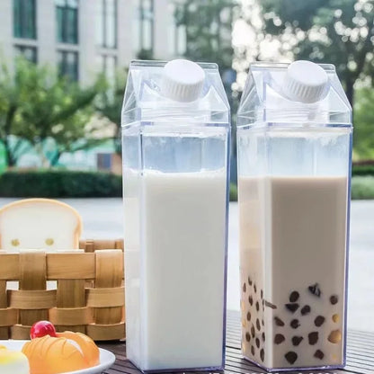 Decorbites™ Klare Milchpackung Wasserflasche & Trinkbecher, tragbare Plastik-Saft-Tee-Aufbewahrung