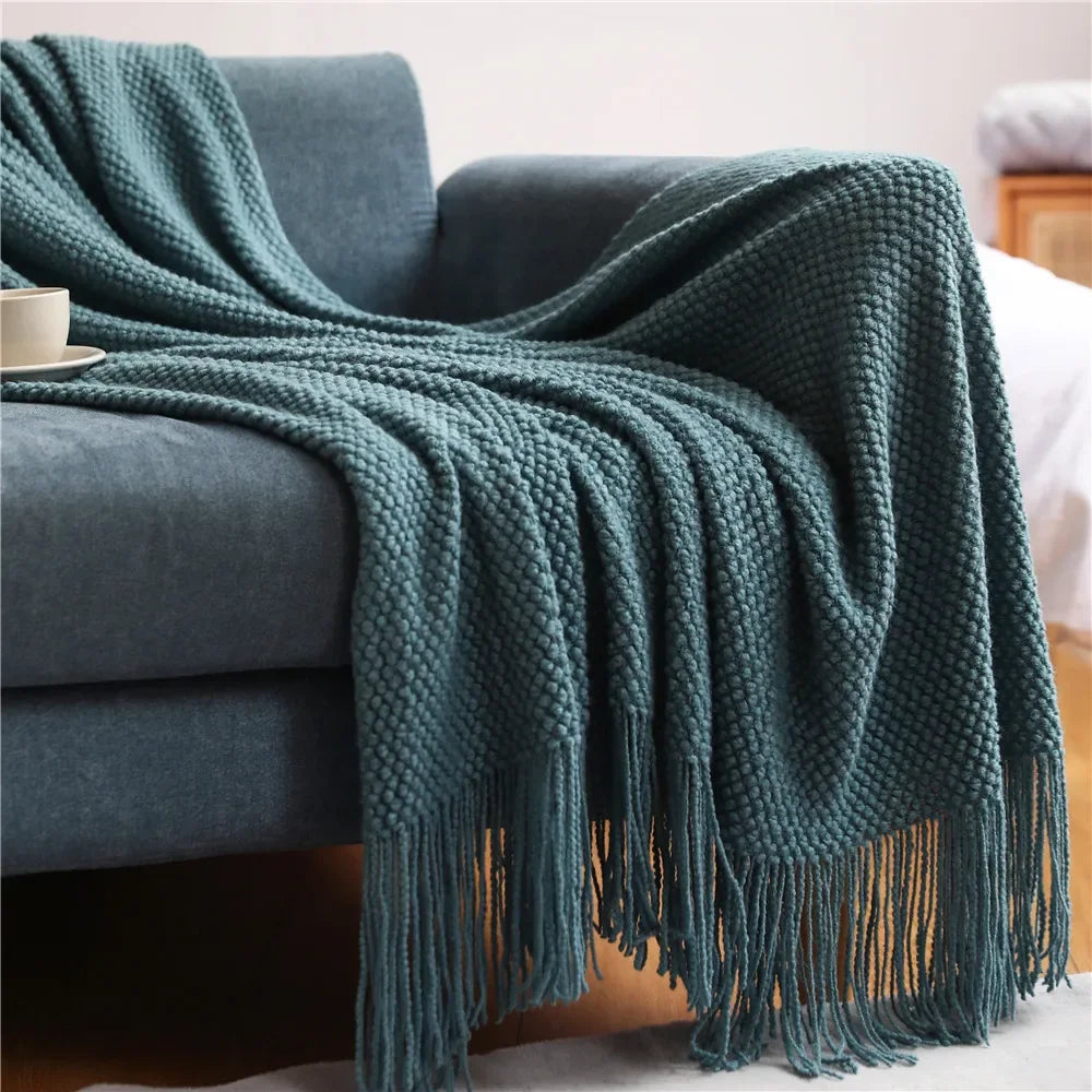 DecorBites™ Knitted Pineapple Grid Throw Blanket - Nordic Sofa Blanket for Home Decor
