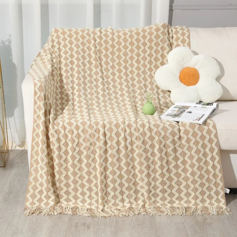 Decorbites™ Gestrickte Blanket mit Troddel-Saum: Gemütliche Wärme für Zuhause, Büro, Sofa und mehr