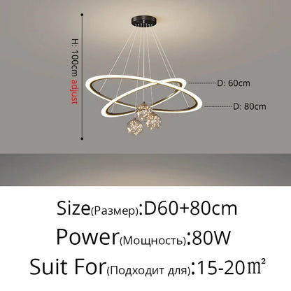 DecorBites™ Circle Ring Pendant Light Chandelier Modern Living Room Bedroom Lamps Ceiling Luminaire