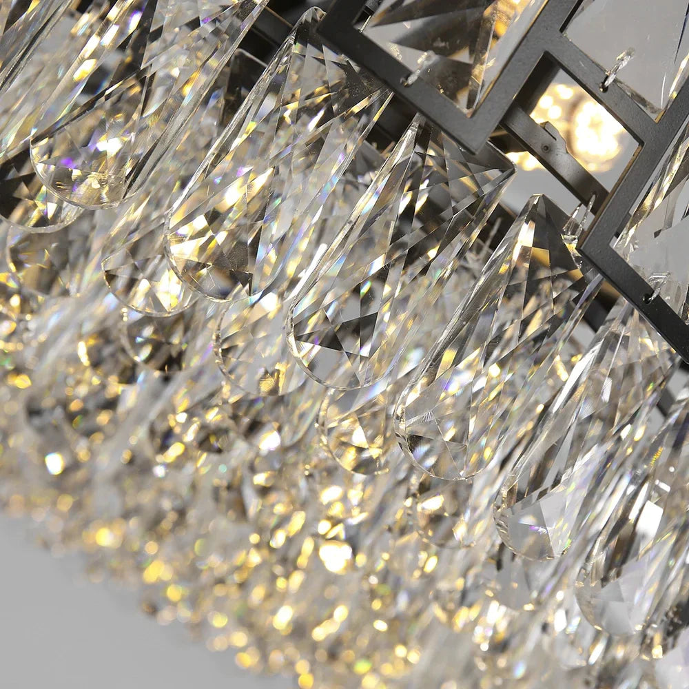Decorbites™ Kristall-LED-Kronleuchter Schwarze Runde Pendelleuchte für Wohnzimmer Esszimmer Innenküche Schlafzimmer