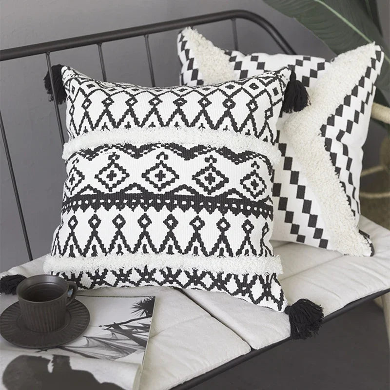 Decorbites™ Geometrisch getuftes Baumwollgewebe-Kissenbezug 45x45 cm für Heim-Sofa-Bett-Dekoration