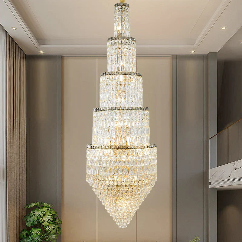 Decorbites™ Kristall-Hohlraum-Lang-Lüster: Elegante Beleuchtung für das Foyer einer Duplex-Villa