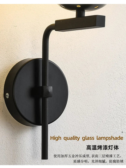 Decorbites™ Glas-Kugel-LED-Wandleuchte Moderne Wandlampe Nachttischleuchte Vintage-Loft Gold Schwarz