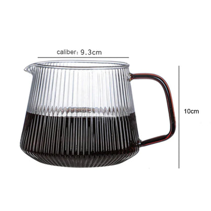 Decorbites™ Glas-Kaffeekanne mit V-förmiger Tülle und vertikalen Streifen, 350 ml/500 ml