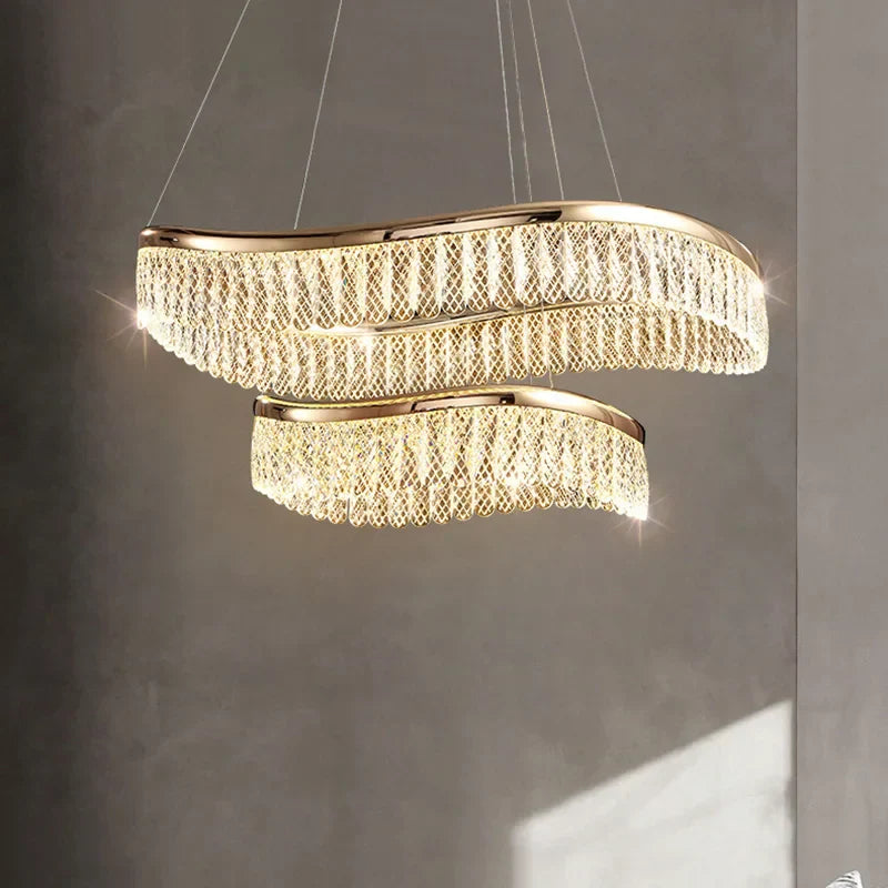 Golden Crystal Round Chandelier