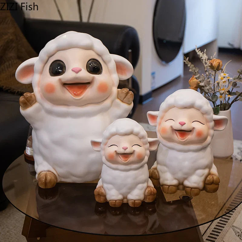 Decorbites™ Kleines Lamm Kinder-Sparbüchse Schweinchen-Sparschwein Ästhetisches Schreibtisch-Dekorationsobjekt Skulptur