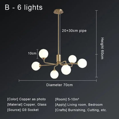 DecorBites™ Copper Ceiling Chandelier for Home Decor Lighting