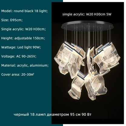 Decorbites™ Acryl-Blätter-Kronleuchter LED-Leuchte dimmbar Luxus-Pendant für die Hausdekoration