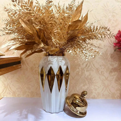 Decorbites™ Gold-Diamant-Check-Keramikvase - Vintage Handwerksdekoration