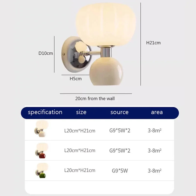 Decorbites™ Sahne Brise Kürbis LED Wandlampen, Elegante Beleuchtung für Schlafzimmer Wohnzimmer Esszimmer Flur