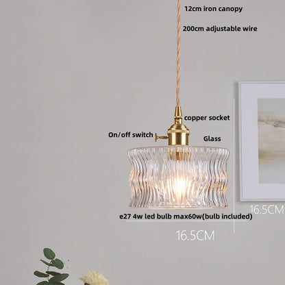 DecorBites™ LED Brass Pendant Lamp Modern Clear Glass Dining Light