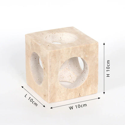 DecorBites™ Hand-Carved Travertine Coffee Table Cabinet for Home Decor