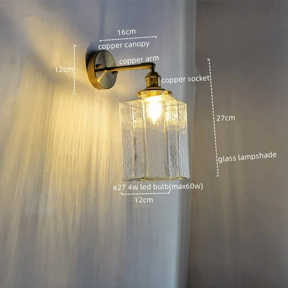 DecorBites™ Glass Copper LED Wall Lamp Modern Corridor Bedside Light