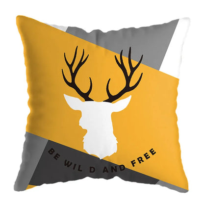 Decorbites™ Geometrisches Hirsch-Print Kissenbezug 45x45 cm - Gelb Hausteppich-Dekoration