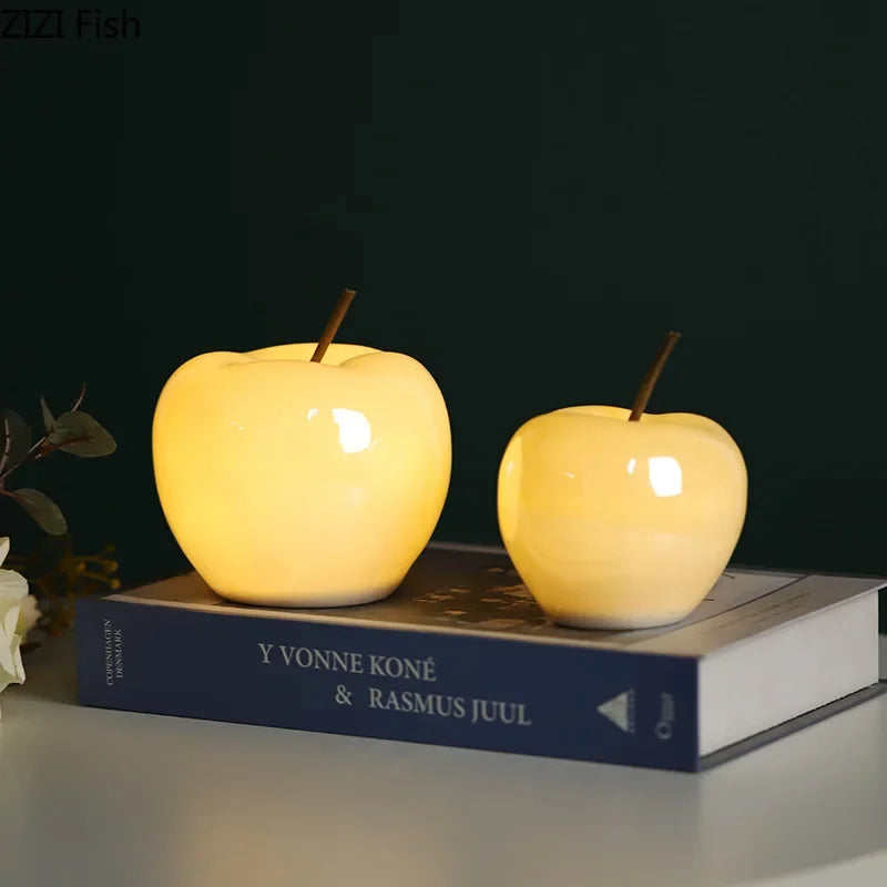 White Ceramic Apple Sculpture