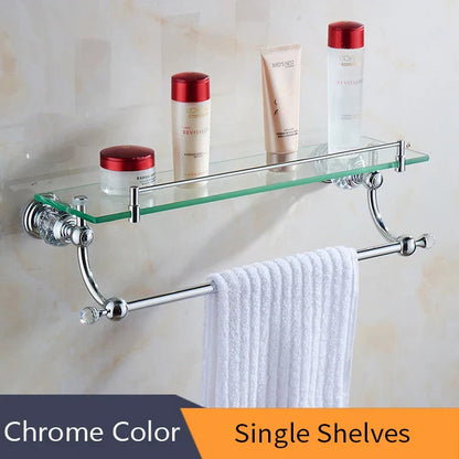 DecorBites™ Crystal Brass Gold Bathroom Accessories Set