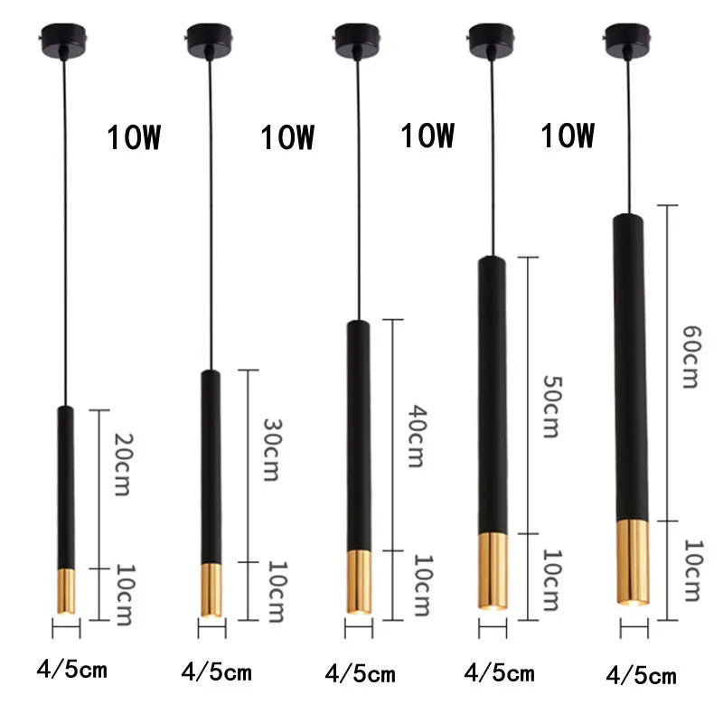 Black Aluminum Cylinder Dimmable LED Pendant Light