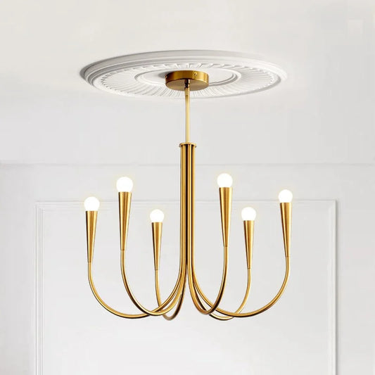 Decorbites™ Französische Kerzen-LED-Kronleuchter Schwarz Gold Küche Modern Insel-Lampe