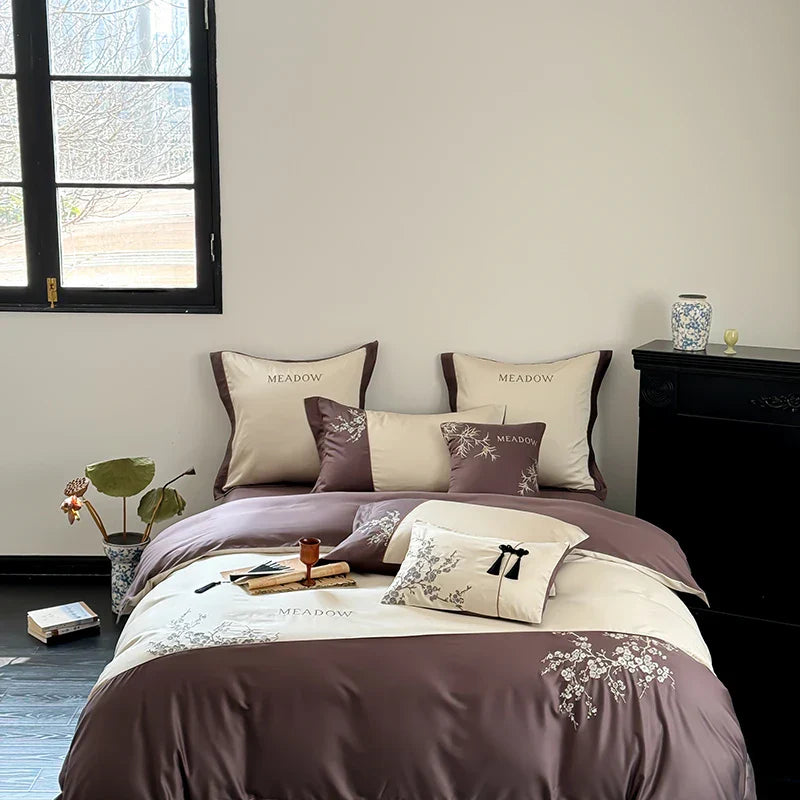 Decorbites™ Deluxe Lyocell-Baumwoll-Stickerei-Bettwäsche-Set – Weiches, seidenweiches, atmungsaktives Luxus-Bett-Set